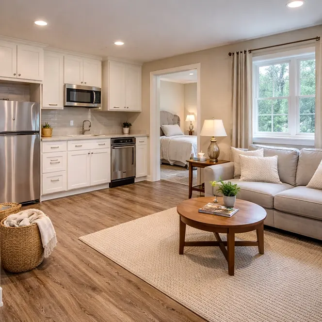 A newly-built ADU (accessory dwelling unit).