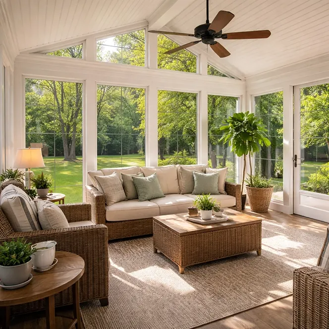 A newly-built sunroom.