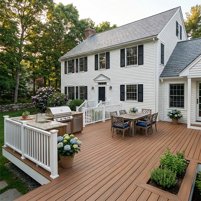 A custom composite wood deck.