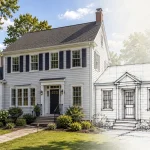 Concept sketch of an attached ADU addition planned for the side of an existing two-story home.